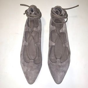 JEFFREY CAMPBELL atsuko lace up taupe suede